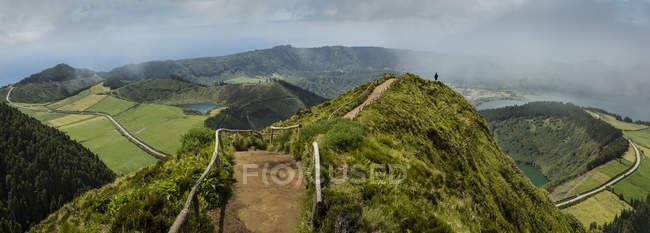 High angle view of path on remote hilltop, Sao Miguel, Portugal — Stock Photo
