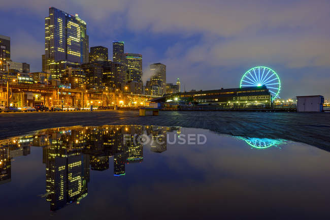 Number 12 illuminated in highrise, Seattle, Washington, United States — Stock Photo