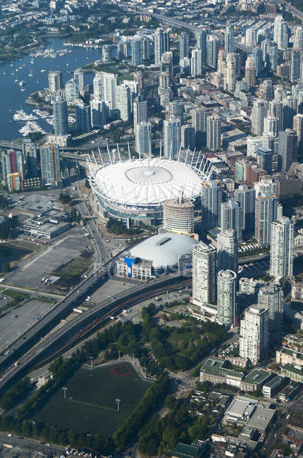 Vista aérea del estadio en Vancouver, Columbia Británica, Canadá - foto de stock