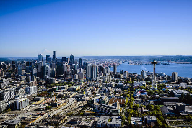Vista aérea da paisagem urbana de Seattle, Washington, Estados Unidos — Fotografia de Stock