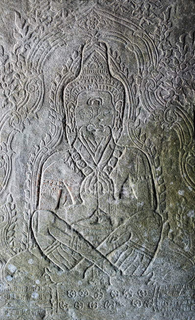 Close-up of religious relief carving on wall in temple, Angkor Wat, Cambodia , Asia — Stock Photo