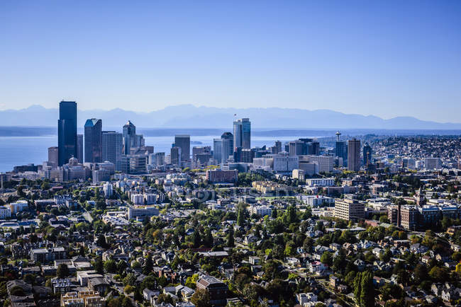 Vue aérienne du paysage urbain de Seattle, Washington, États-Unis — Photo de stock