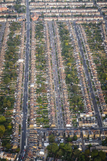 Luftaufnahme von Straßen und Häusern in London, England — Stockfoto