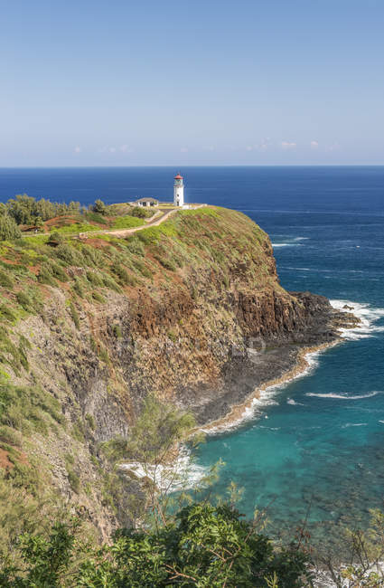 Kilauea Lighthouse on coastline, Hawaii, United States — Stock Photo