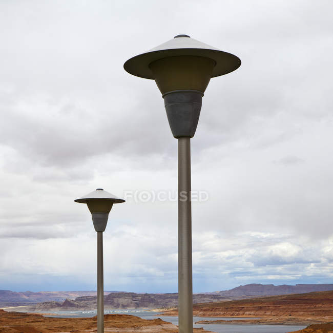 Lamp posts in desert of Glen Canyon National Recreation Area, Arizona, USA — Stock Photo