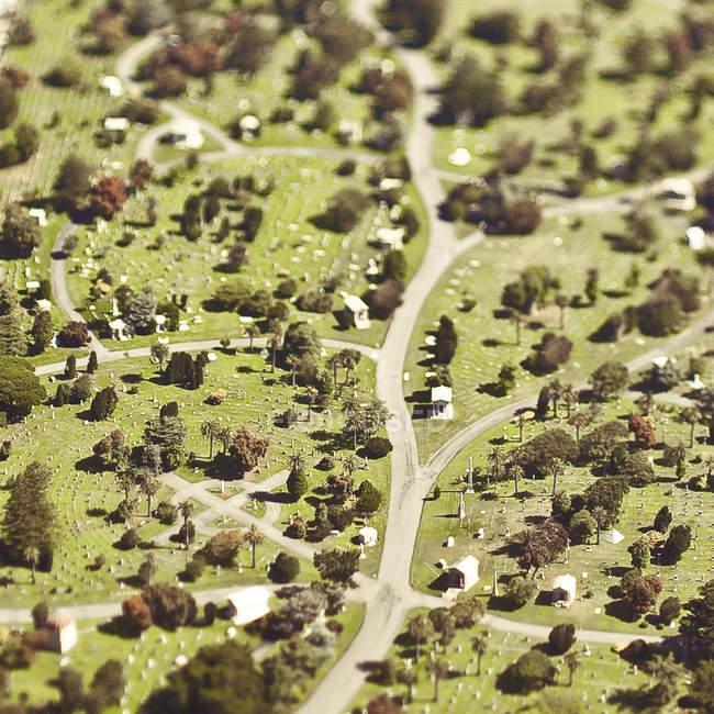 Luftaufnahme des Friedhofs in Woodland, Colma, Kalifornien, Vereinigte Staaten — Stockfoto