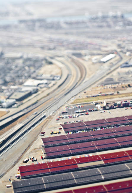 Vista aérea da área industrial de Oakland, Califórnia, Estados Unidos — Fotografia de Stock