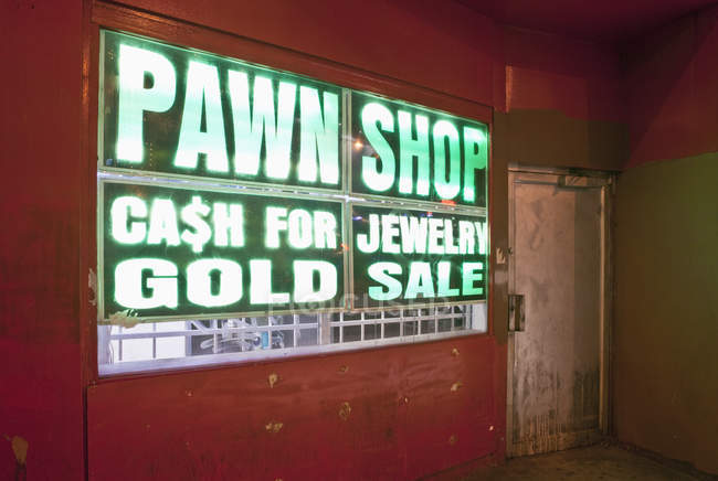 Urban pawn shop sign in Denver, Colorado, United States — Stock Photo
