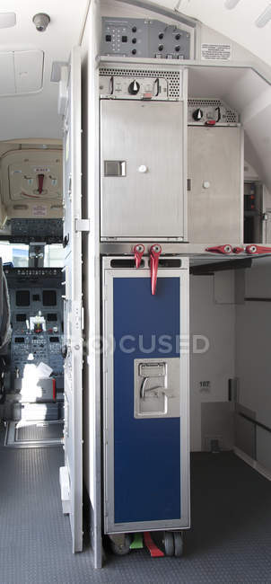 Food compartment on airplane of Tallinn airport, Tallinn, Estonia, Europe — Stock Photo