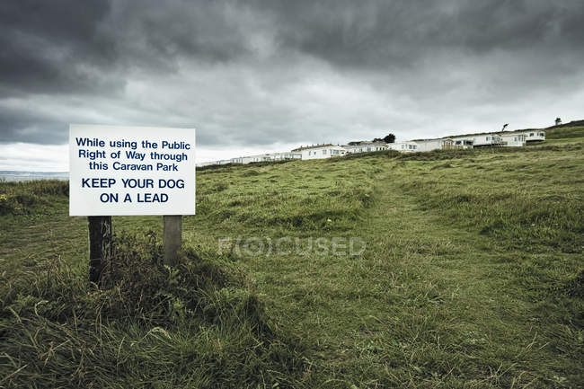 Sign at caravan park, Burton Bradstock, West Dorset, United Kingdom — Stock Photo
