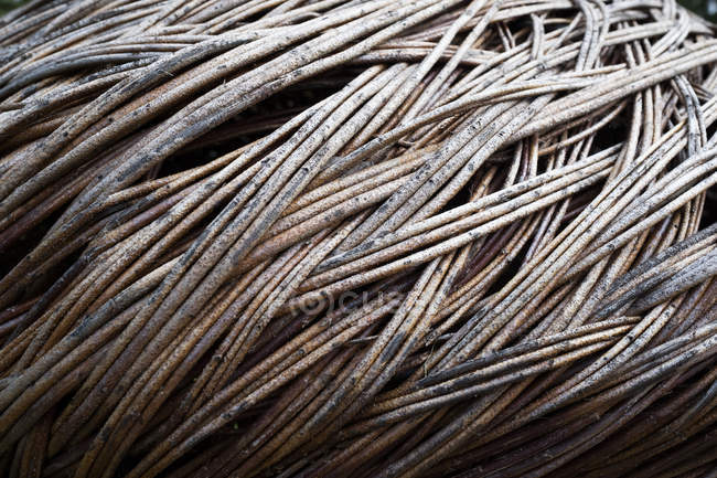 Close-up of layers of woven brown canes. — Stock Photo