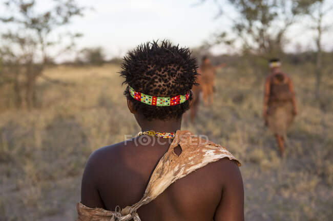 Rear view of a San Bushman, head and shoulders — Stock Photo