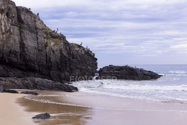 Praia de areia e rochas, Todos Santos, México. — Fotografia de Stock