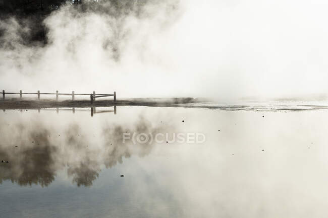 Thermal pools with mist rising from the heated water pools — Stock Photo