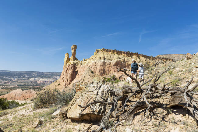 Children hiking on Chimney Rock trail, through a protected canyon landscape — Stock Photo