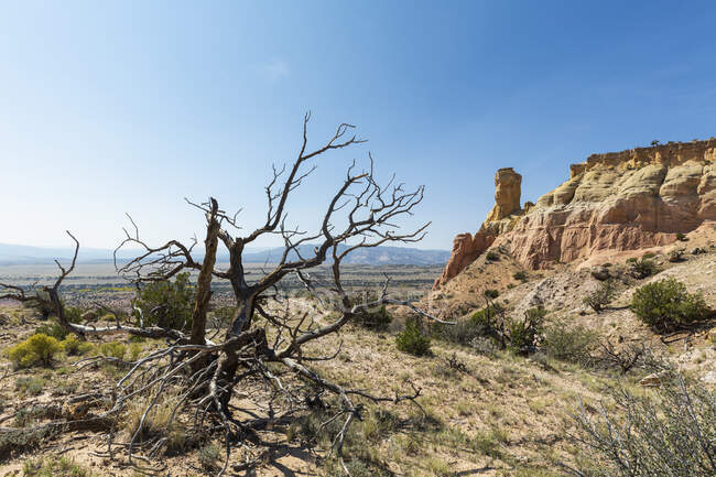 Cheminée Rock et mesa, point de repère dans un paysage protégé de canyon — Photo de stock
