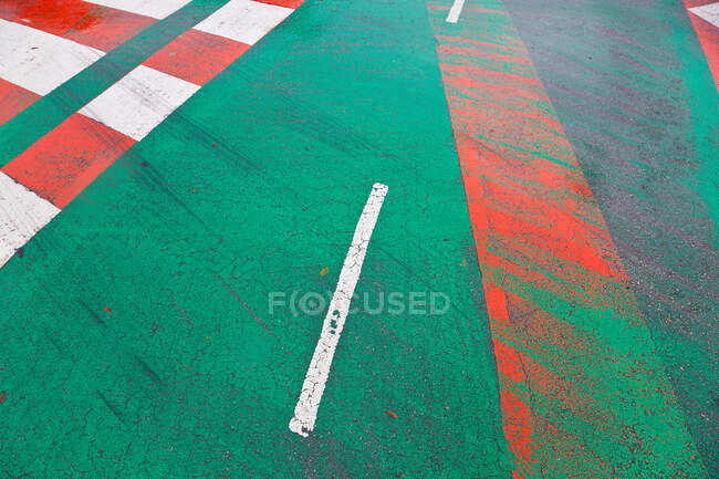 High angle close up of pedestrian crossing and cycle path, Andalucia, Spain. — Stock Photo