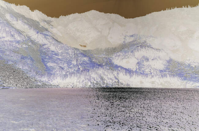Imagen invertida del remoto lago alpino, a lo largo del sendero de la cresta del Pacífico - foto de stock