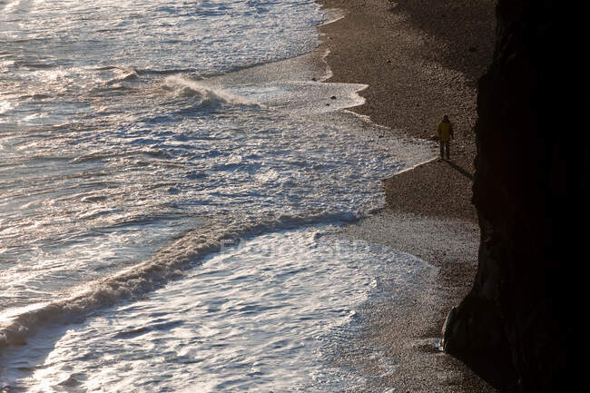 Пляж чорного піску поблизу міста Вік (Ісландія). — стокове фото