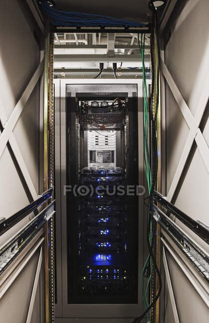 Computer server in cabinet — Stock Photo