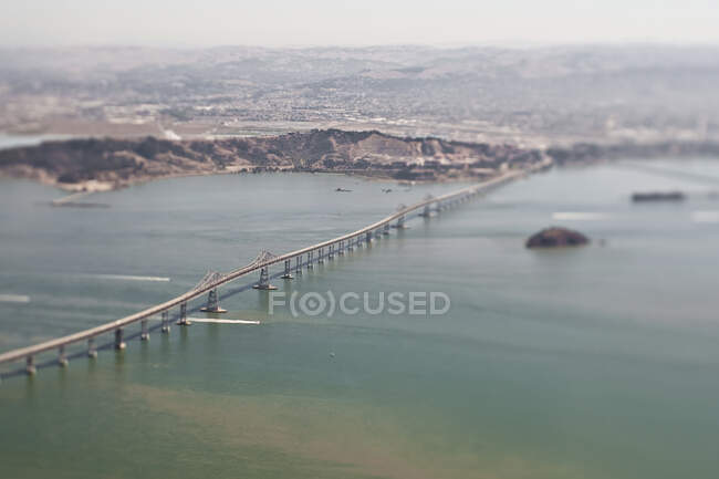 Vue aérienne du littoral de San Francisco, pont — Photo de stock