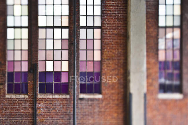 Exterior of brick warehouse, selective focus — Stock Photo