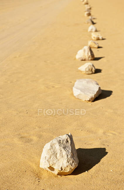 Línea de rocas en la arena. - foto de stock