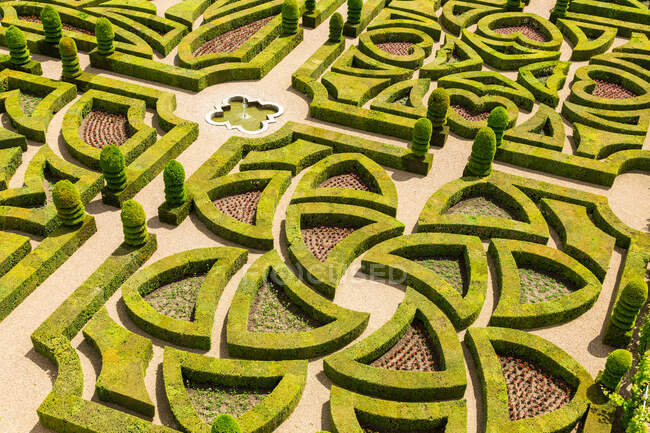Формальные сады, Шато-де-Вильяндри, Иньеста и Луара, долина Луары, Франция — стоковое фото