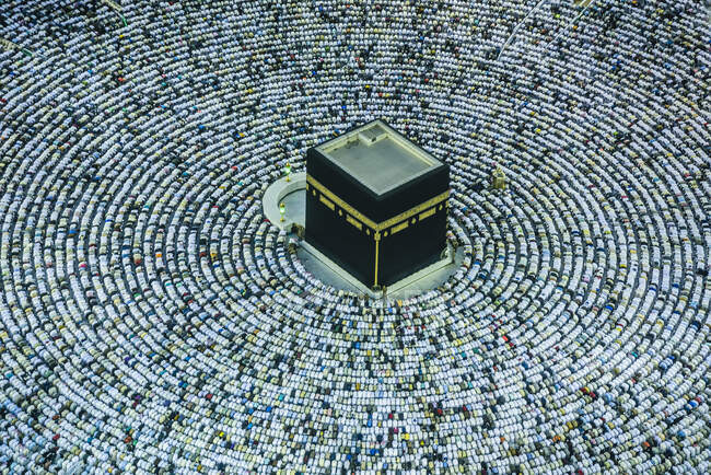 Хадж ежегодное исламское паломничество в Мекку, Саудовская Аравия, самый священный город для мусульман. Вид с воздуха. — стоковое фото