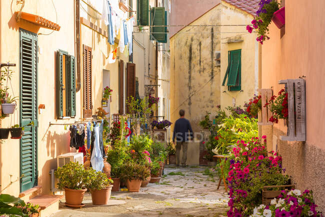 Narrow street in Portoferraio, Island of Elba — Stock Photo