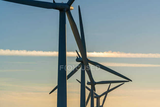 Wind turbine energy generators on wind farm — Stock Photo