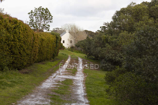 Dirt raod and home,Stanford, Western Cape, South Africa — Stock Photo