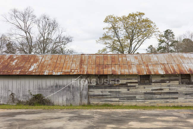 Old barn and warehouse with a rusting roof. — Fotografia de Stock