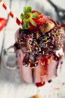 Smoothie com morangos e sorvete — Fotografia de Stock