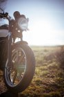 Partial front view of motorcycle — Stock Photo