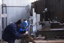 Man working with welding machine — Stock Photo
