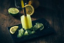Frozen popsicle with lemon slices — Stock Photo