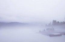 Silhouette of shore in fog — Stock Photo