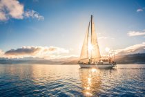 Sailboat flowing on water of sea — Stock Photo