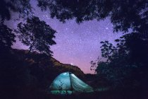 Tent under starry sky — Stock Photo
