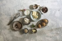 Directly above view sweet ingredients on stone table — Stock Photo