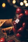Ripe cherries in jar — Stock Photo