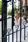 Pensive bride with eyes closed — Stock Photo
