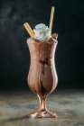 Glass of chocolate smoothie — Stock Photo