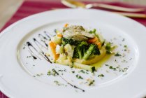 Gourmet dish on plate — Stock Photo