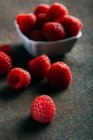Close-up Raspberries on a grunge — Stock Photo