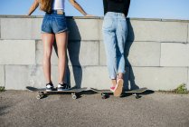 Вид ззаду дівчат на ковзанах — стокове фото