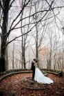 Наречений і наречений в лісі — стокове фото