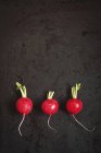 Tre ravanelli rossi — Foto stock