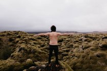 Barbudo homem em islandês natureza — Fotografia de Stock